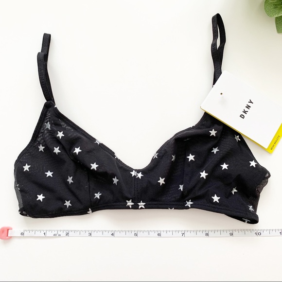 NWT DKNY Black Metallic Star Print Mesh Bralette - Picture 5 of 7